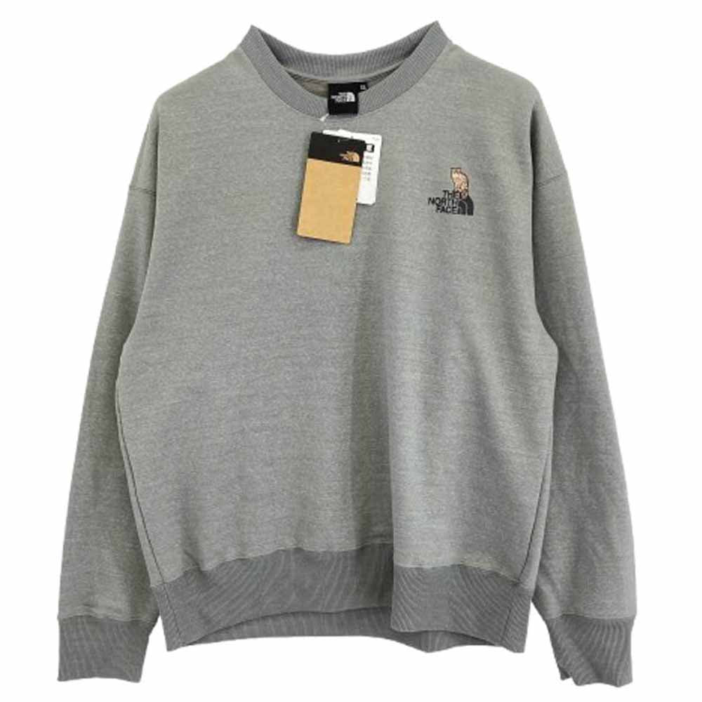 THE NORTH FACE ノースフェイス NT12536 Zoo Picker Crew ズーピッカークルー スウェット トレーナー スモークドパール 刺繍 カーキ系 XL【新古品】【未使用】【中古】