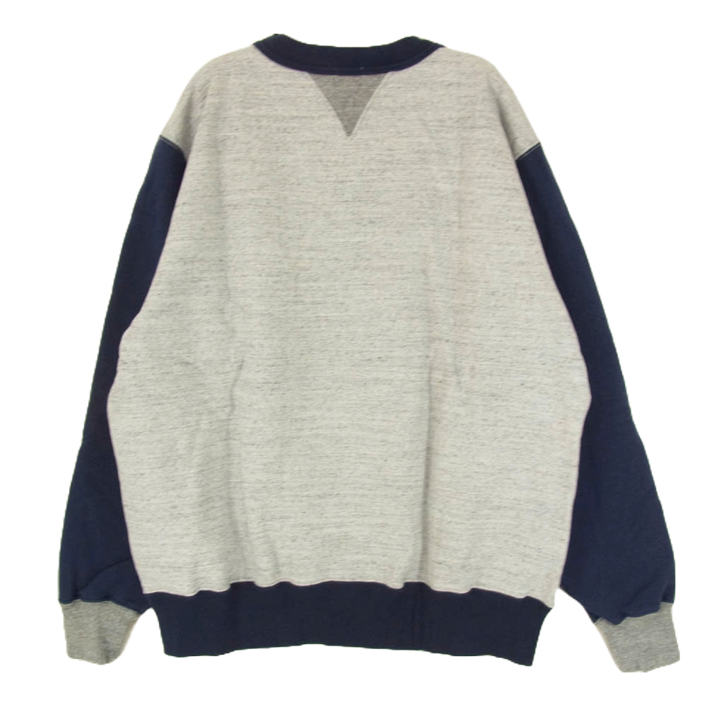WHITESVILLE ホワイツビル WV69040 TWO-TONE SWEAT ツートン カラー クルーネック スウェット トレーナー グレー系 L【新古品】【未使用】【中古】