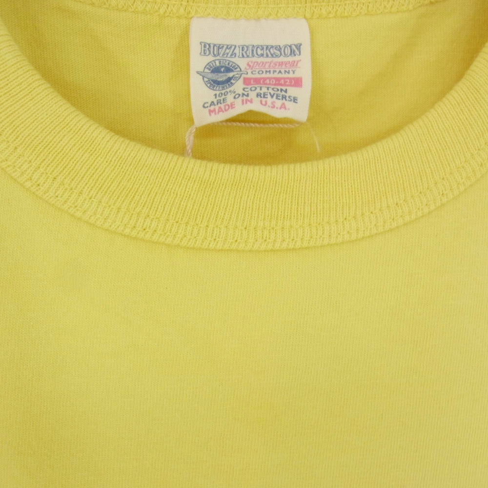 Buzz Rickson's バズリクソンズ BR79503 S/S T-SHIRT COCKTAIL HOUR ミリタリー プリント 半袖 Tシャツ イエロー系 L【新古品】【未使用】【中古】