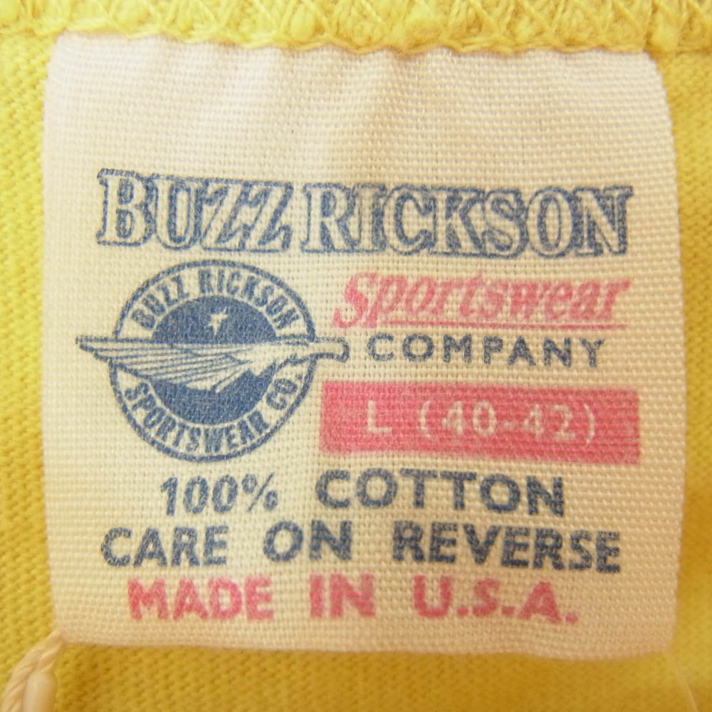 Buzz Rickson's バズリクソンズ BR79503 S/S T-SHIRT COCKTAIL HOUR ミリタリー プリント 半袖 Tシャツ イエロー系 L【新古品】【未使用】【中古】