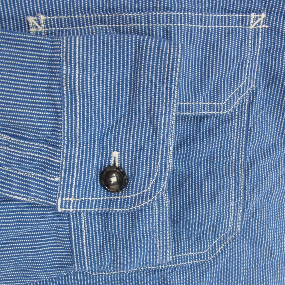 SUGAR CANE シュガーケーン SC25511 JEAN CORD WORK SHIRT ジーン コード ワーク ストライプ ダンガリー シャツ 長袖シャツ ネイビー系 L【新古品】【未使用】【中古】