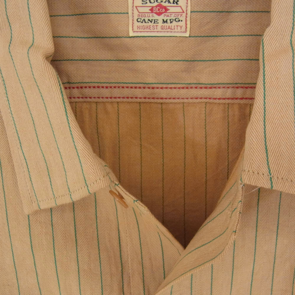 SUGAR CANE シュガーケーン SC28652 COKE STRIPE WORK SHIRT コーク ストライプ ワーク シャツ 長袖シャツ ベージュ系 L【新古品】【未使用】【中古】