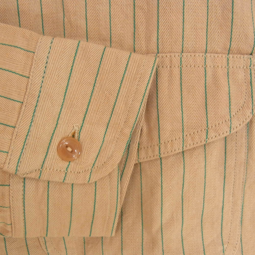 SUGAR CANE シュガーケーン SC28652 COKE STRIPE WORK SHIRT コーク ストライプ ワーク シャツ 長袖シャツ ベージュ系 L【新古品】【未使用】【中古】