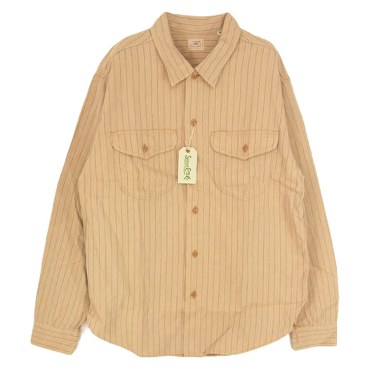 SUGAR CANE シュガーケーン SC28652 COKE STRIPE WORK SHIRT コーク ストライプ ワーク シャツ  長袖シャツ ベージュ系 M【新古品】【未使用】【中古】