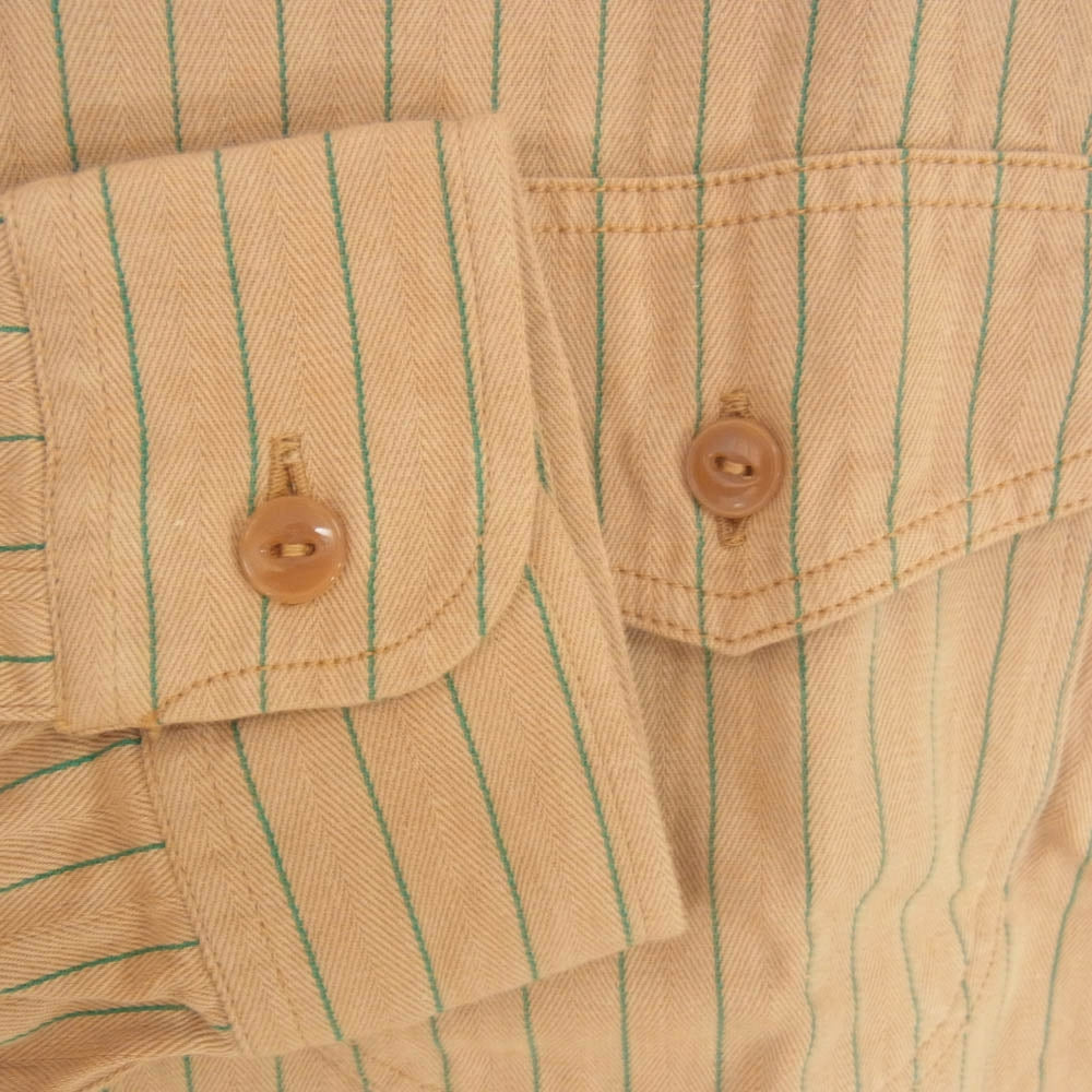 SUGAR CANE シュガーケーン SC28652 COKE STRIPE WORK SHIRT コーク ストライプ ワーク シャツ  長袖シャツ ベージュ系 M【新古品】【未使用】【中古】