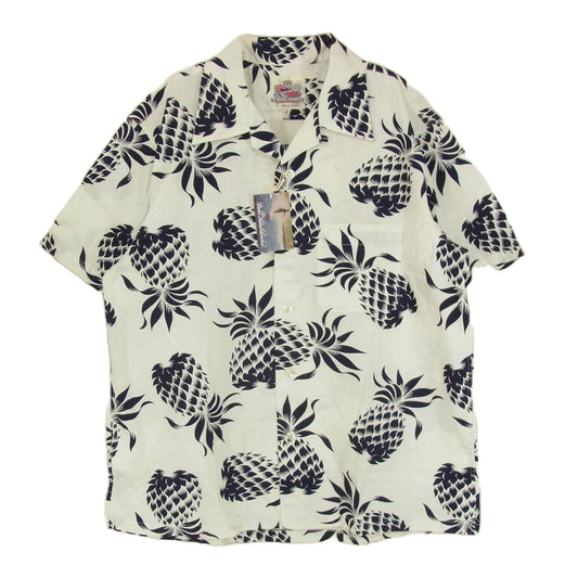 SUN SURF サンサーフ DK37811 DUKE KAHANAMOKU デューク カハナモク COTTON HAWAIIAN SHIRT DUKE'S PINEAPPLE デュークス・パイナップル アロハ シャツ ホワイト系 L【新古品】【未使用】【中古】