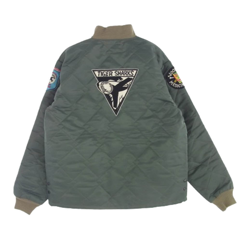 Buzz Rickson's バズリクソンズ BR15572 CWU-9 P LINER JACKET TIGER SHARKS WILLIAM TELL 61 ワッペン 刺繍 タイガー シャーク ナイロン ライナー フライト ジャケット グリーン系 L【新古品】【未使用】【中古】