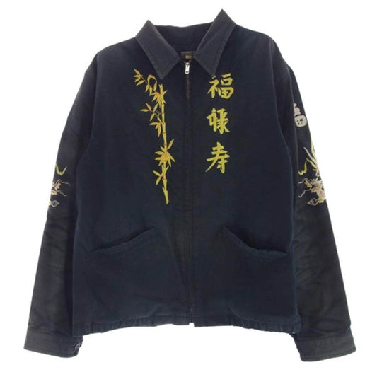 トーヨーエンタープライズ 24SS Vietnam jacket 福禄寿 龍 ドラゴン 刺繍 ベトジャン ベトナム ジャケット ブラック系 L【中古】