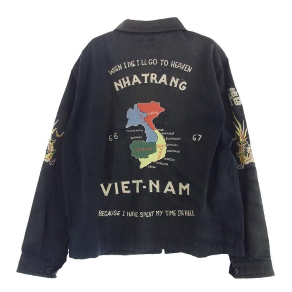 トーヨーエンタープライズ 24SS Vietnam jacket 福禄寿 龍 ドラゴン 刺繍 ベトジャン ベトナム ジャケット ブラック系 L【中古】