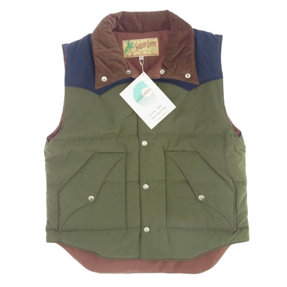 SUGAR CANE シュガーケーン SC15400 T/C PADDED VEST 0コーデュロイ襟 パデッド ベスト グリーン系 L【極上美品】【中古】