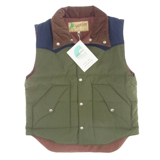 SUGAR CANE シュガーケーン SC15400 T/C PADDED VEST 0コーデュロイ襟 パデッド ベスト グリーン系 L【極上美品】【中古】