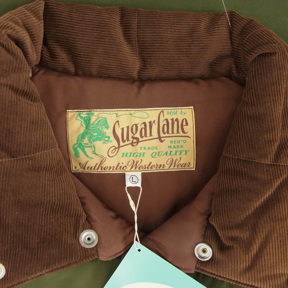SUGAR CANE シュガーケーン SC15400 T/C PADDED VEST 0コーデュロイ襟 パデッド ベスト グリーン系 L【極上美品】【中古】