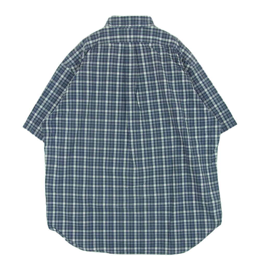 POLO RALPH LAUREN ポロ・ラルフローレン BLAKE ポニーロゴ刺繍 半袖 チェック シャツ ネイビー系 ホワイト系 XL【中古】