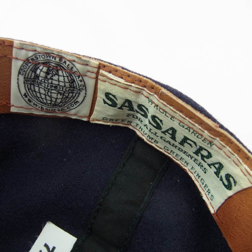 SASAFRAS ササフラス SFロゴ COOPERSTOWN BALL CAP クーパーズタウン ボール ベースボール キャップ 帽子 ネイビー系【中古】
