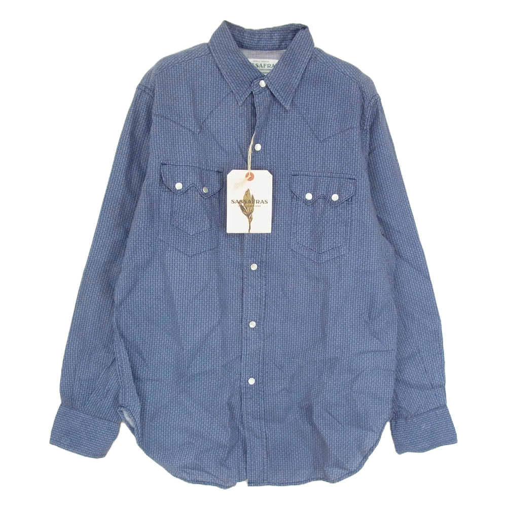 SASAFRAS ササフラス SF-171193 WEEDS DIGGER SHIRT レギュラーカラー ウエスタン ウィーズ ディガー 長袖 シャツ ブルー系 XS【極上美品】【中古】