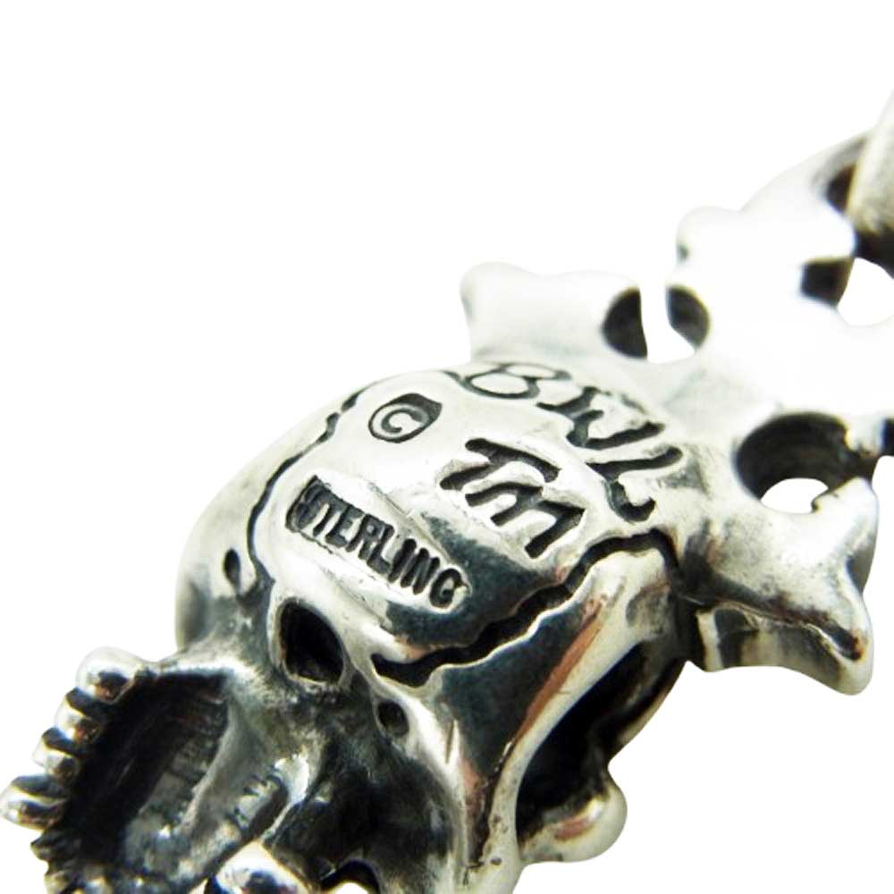 BILL WALL LEATHER ビルウォールレザー ハーフ スカル withクラウン ペンダントトップ シルバー系【中古】