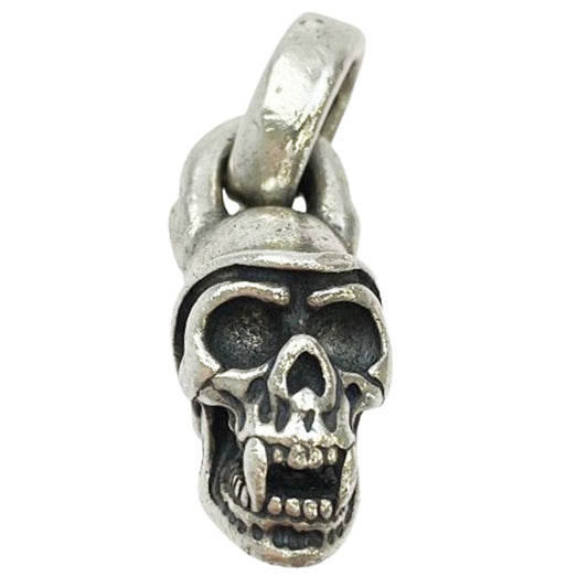 BILL WALL LEATHER ビルウォールレザー SKULL WITH HELMET & FANGS スカル w/ ヘルメット ファング ペンダントトップ シルバー系【中古】