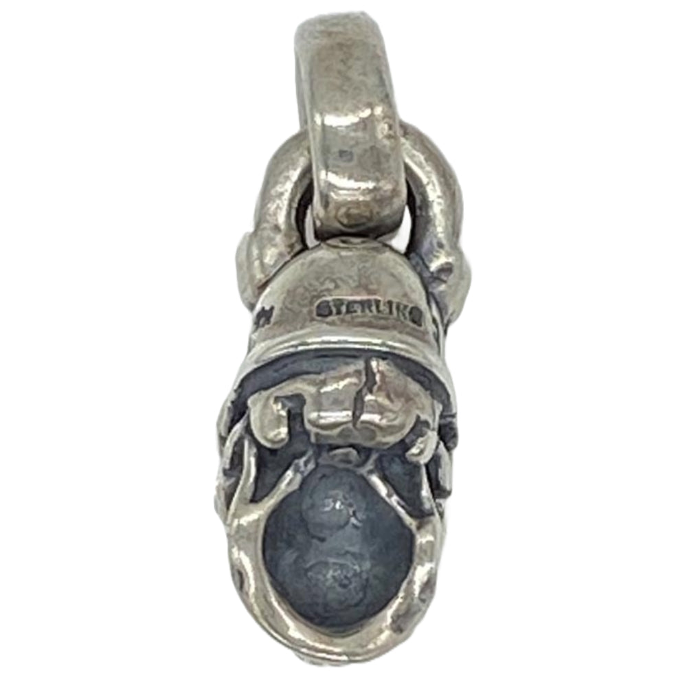 BILL WALL LEATHER ビルウォールレザー SKULL WITH HELMET & FANGS スカル wヘルメット ファング ペンダントトップ 18Kゴールドサダー シルバー系【中古】