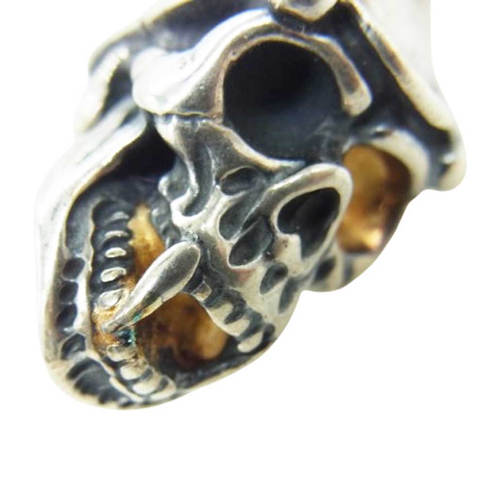 BILL WALL LEATHER ビルウォールレザー SKULL WITH HELMET & FANGS スカル wヘルメット ファング ペンダントトップ 18Kゴールドサダー シルバー系【中古】