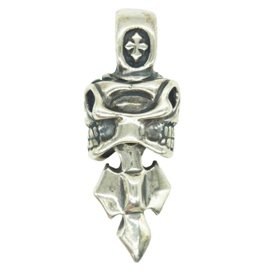 BILL WALL LEATHER ビルウォールレザー ダブル スカル Cクロス ペンダントトップ シルバー系【中古】