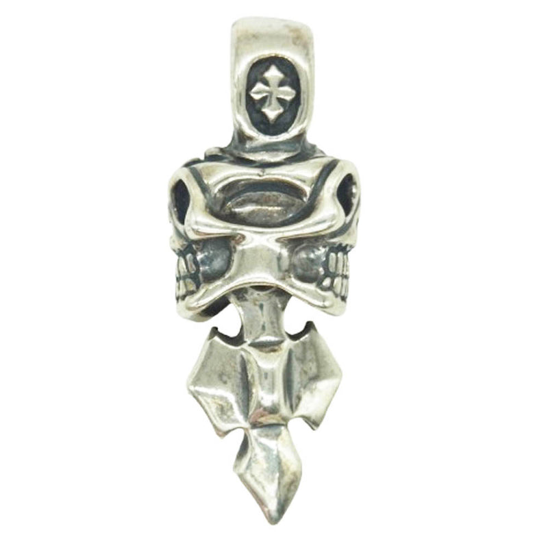 BILL WALL LEATHER ビルウォールレザー ダブル スカル Cクロス ペンダントトップ シルバー系【中古】