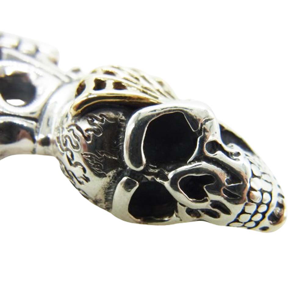 BILL WALL LEATHER ビルウォールレザー サイド スカル クラウン ペンダントトップ w/K18スパイダーウェブ シルバー系【中古】