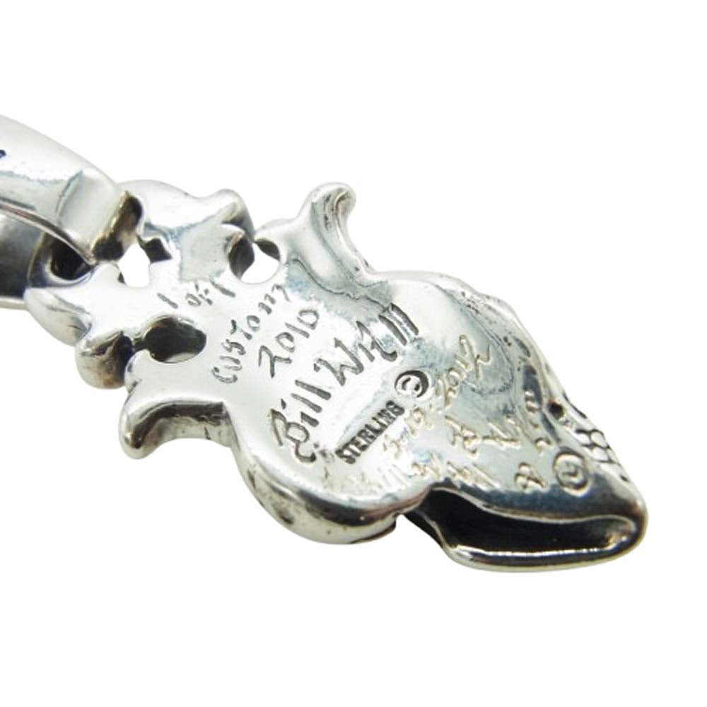 BILL WALL LEATHER ビルウォールレザー サイド スカル クラウン ペンダントトップ w/K18スパイダーウェブ シルバー系【中古】