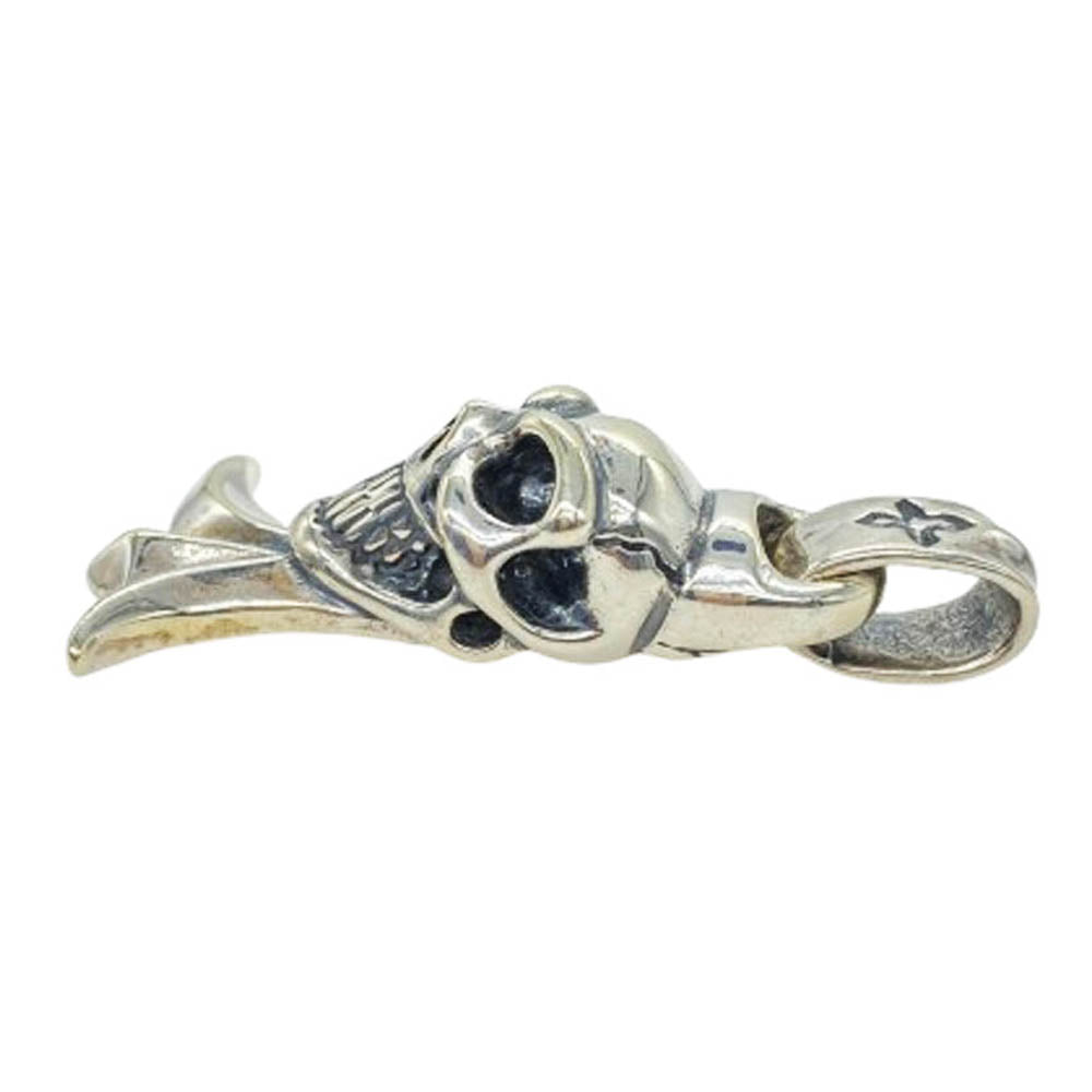 BILL WALL LEATHER ビルウォールレザー グッドラック スカル ゴシックエンド クロスベイル ペンダントトップ シルバー系【中古】