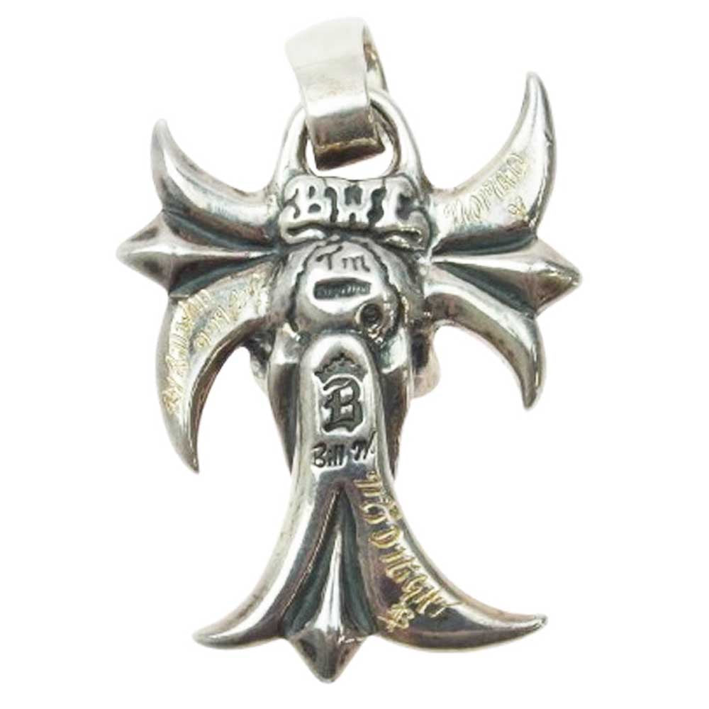 BILL WALL LEATHER ビルウォールレザー グッドラック スカル ゴシッククロス ペンダントトップ w/ストーンアイ シルバー系【中古】