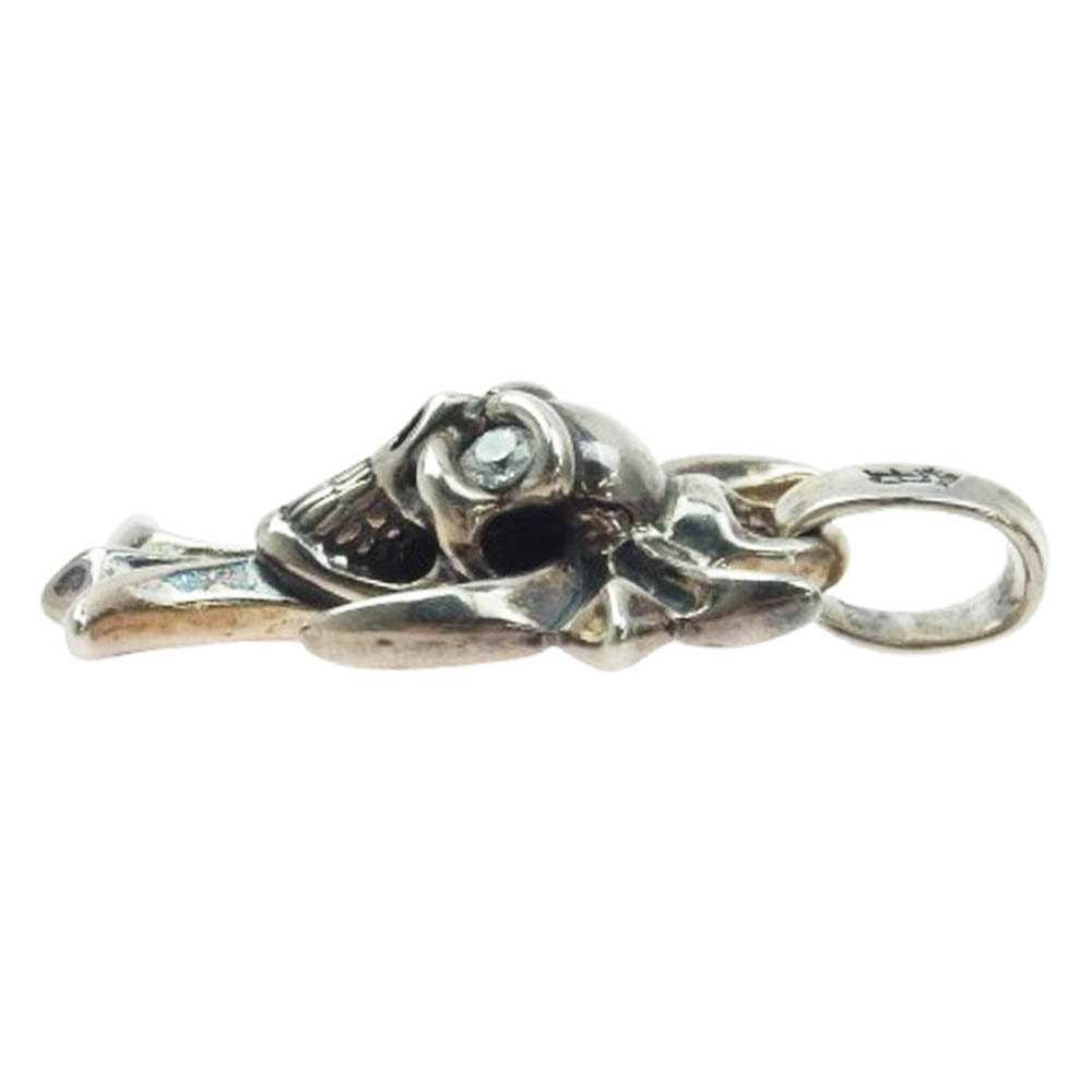 BILL WALL LEATHER ビルウォールレザー グッドラック スカル ゴシッククロス ペンダントトップ w/ストーンアイ シルバー系【中古】