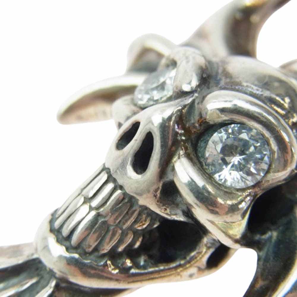 BILL WALL LEATHER ビルウォールレザー グッドラック スカル ゴシッククロス ペンダントトップ w/ストーンアイ シルバー系【中古】