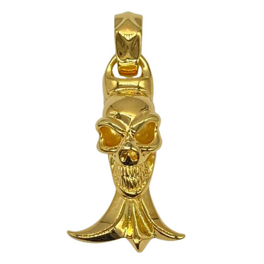 BILL WALL LEATHER ビルウォールレザー グッドラック スカル ゴシックエンド ペンダントトップ ゴールドコーティング スターリングシルバー ゴールド系【中古】