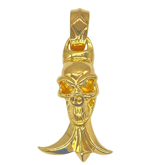 BILL WALL LEATHER ビルウォールレザー グッドラック スカル ゴシックエンド ペンダントトップ ゴールドコーティング スターリングシルバー ゴールド系【中古】