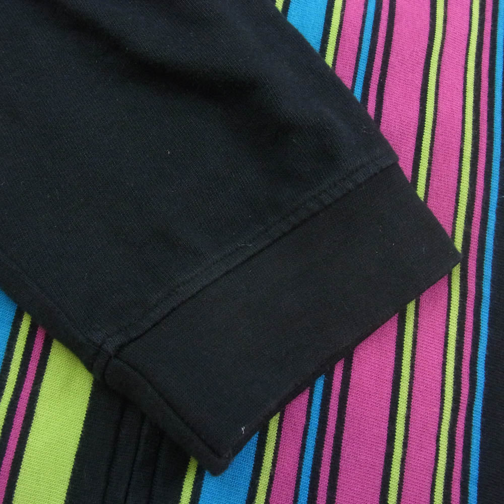 STUSSY ステューシー 19AW 1140114 Simon Longsleeve Zip Polo ジップアップ ストライプ 長袖 ポロシャツ マルチカラー ブラック系 XL【中古】