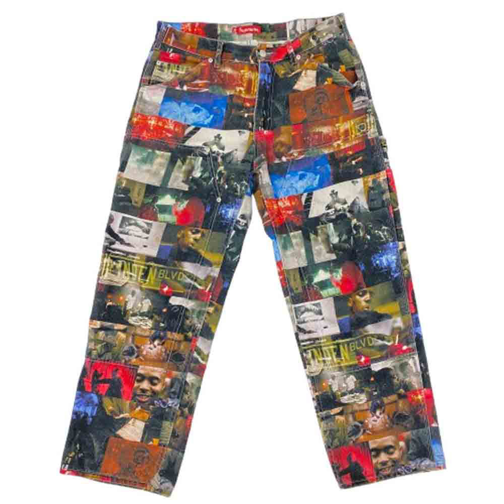 Supreme シュプリーム 21AW Nas and DMX Collage Double Knee Denim Painter アンド DMX コラージュ ダブル ニー デニム ペインター パンツ マルチ デニム パンツ 32サイズ マルチカラー系 32【中古】