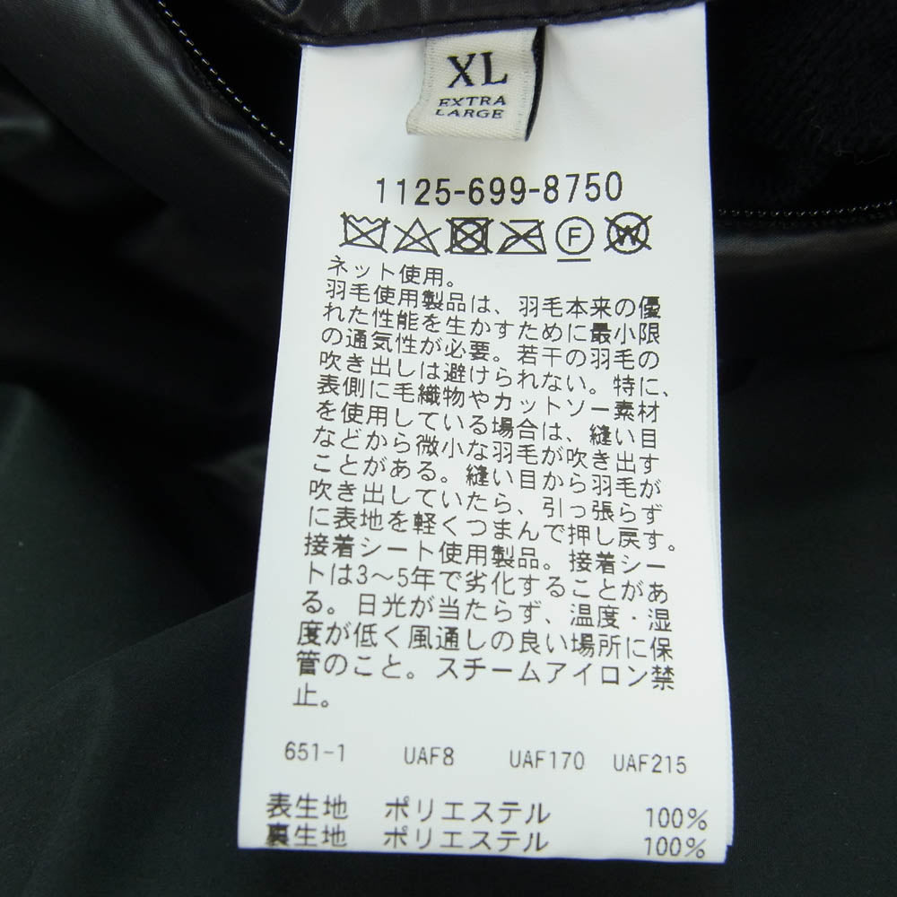 UNITED ARROWS ユナイテッドアローズ 1125-699-8750 ADS ダウン チェスター コート ブラック系 XL【中古】