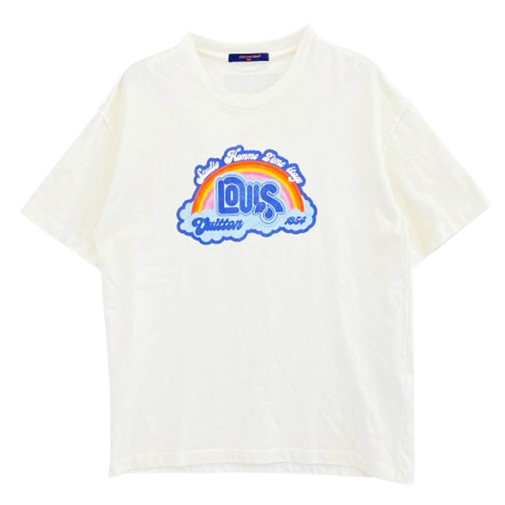 LOUIS VUITTON ルイ・ヴィトン 23SS RM231 NPL HOY78W レインボー ロゴプリント 虹 半袖 Tシャツ オフホワイト系 L【中古】