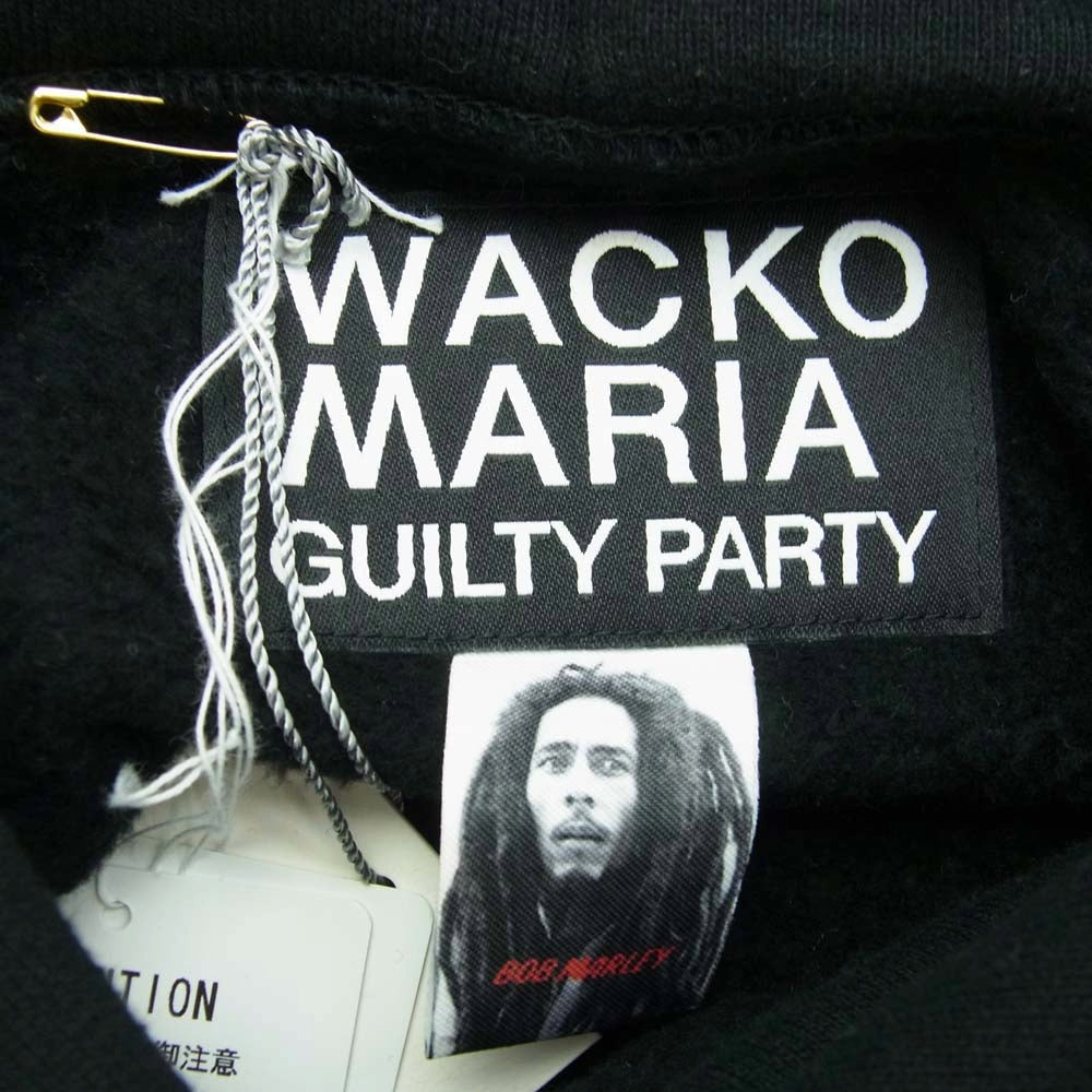 WACKO MARIA ワコマリア BOBMARLEY-WM-SS07 HEAVY WEIGHT PULLOVER HOODED SWEAT SHIRT ボブマーリー プリント プルオーバー パーカー ブラック系 M【中古】