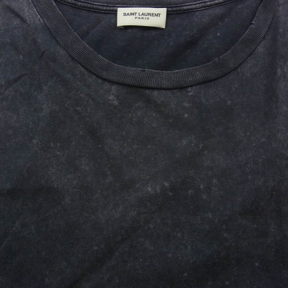 SAINT LAURENT サンローラン 498281 YB2LO ダメージ加工 フロントロゴ プリント 半袖 Tシャツ カットソー ブラック系 XS【中古】