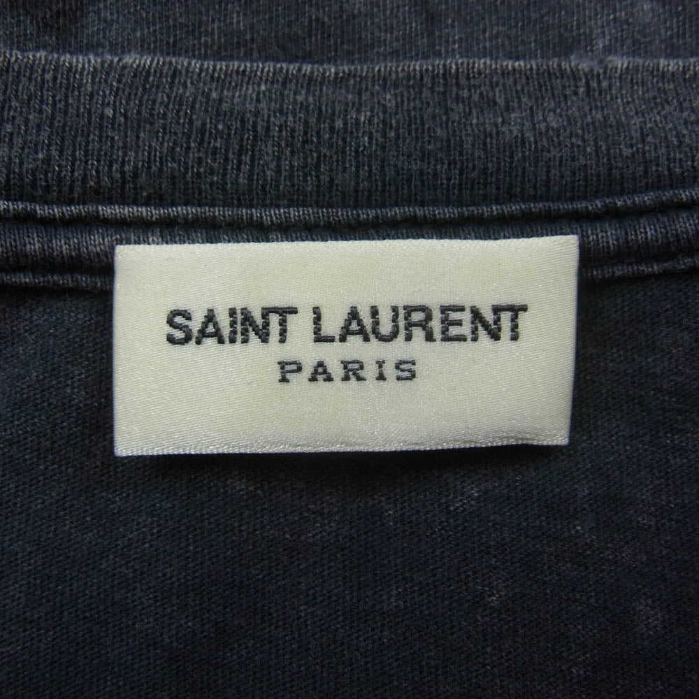 SAINT LAURENT サンローラン 498281 YB2LO ダメージ加工 フロントロゴ プリント 半袖 Tシャツ カットソー ブラック系 XS【中古】