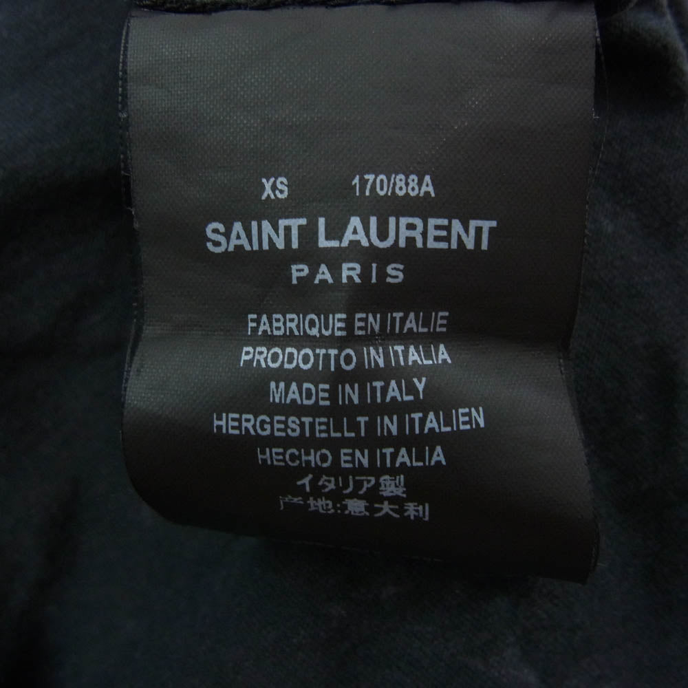 SAINT LAURENT サンローラン 498281 YB2LO ダメージ加工 フロントロゴ プリント 半袖 Tシャツ カットソー ブラック系 XS【中古】