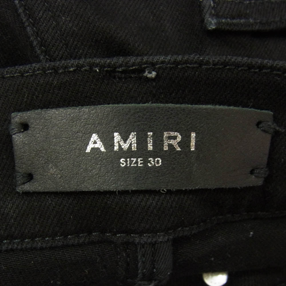 AMIRI アミリ ダメージ加工 ボタンフライ ストレッチ スキニー デニム パンツ ブラック系 30【中古】