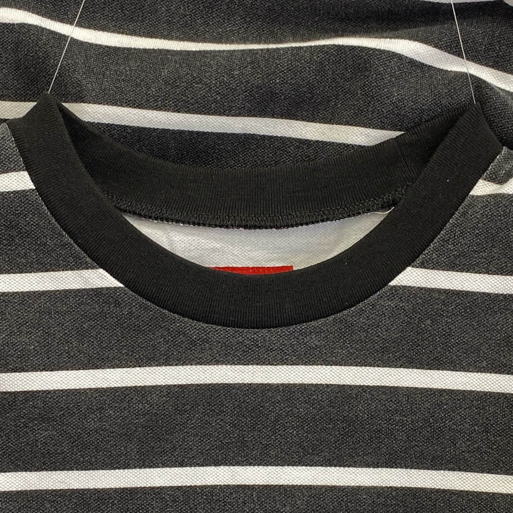 Supreme シュプリーム 19SS 19SS Printed Stripe Pique L/S Top プリント ストライプ 長袖 Tシャツ ブラック系 M【中古】