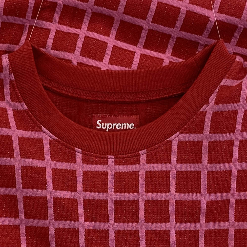 Supreme シュプリーム 19SS Grid Jacquard S/S Top グリッド ジャガード 半袖 Ｔシャツ レッド系 M【中古】