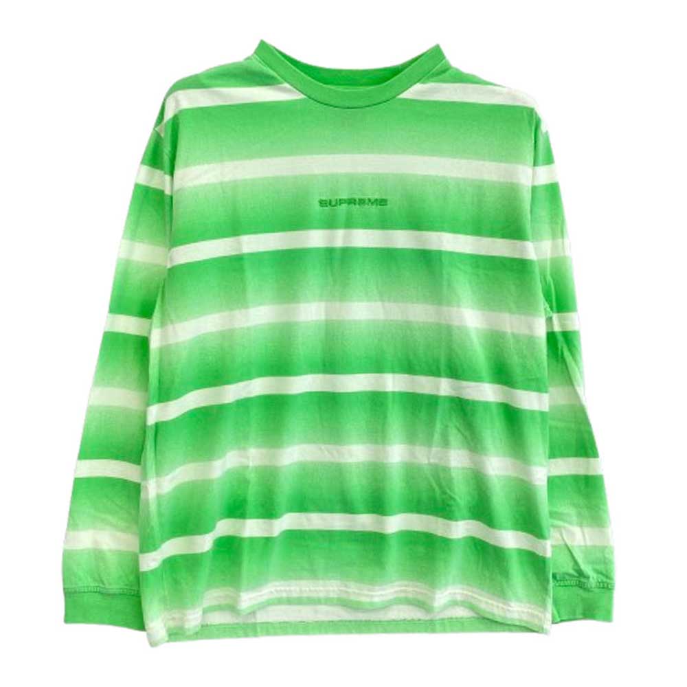 Supreme シュプリーム 20SS Fade Stripe L/S Top フェードストライプ 長袖 Tシャツ ライトグリーン系 M【中古】