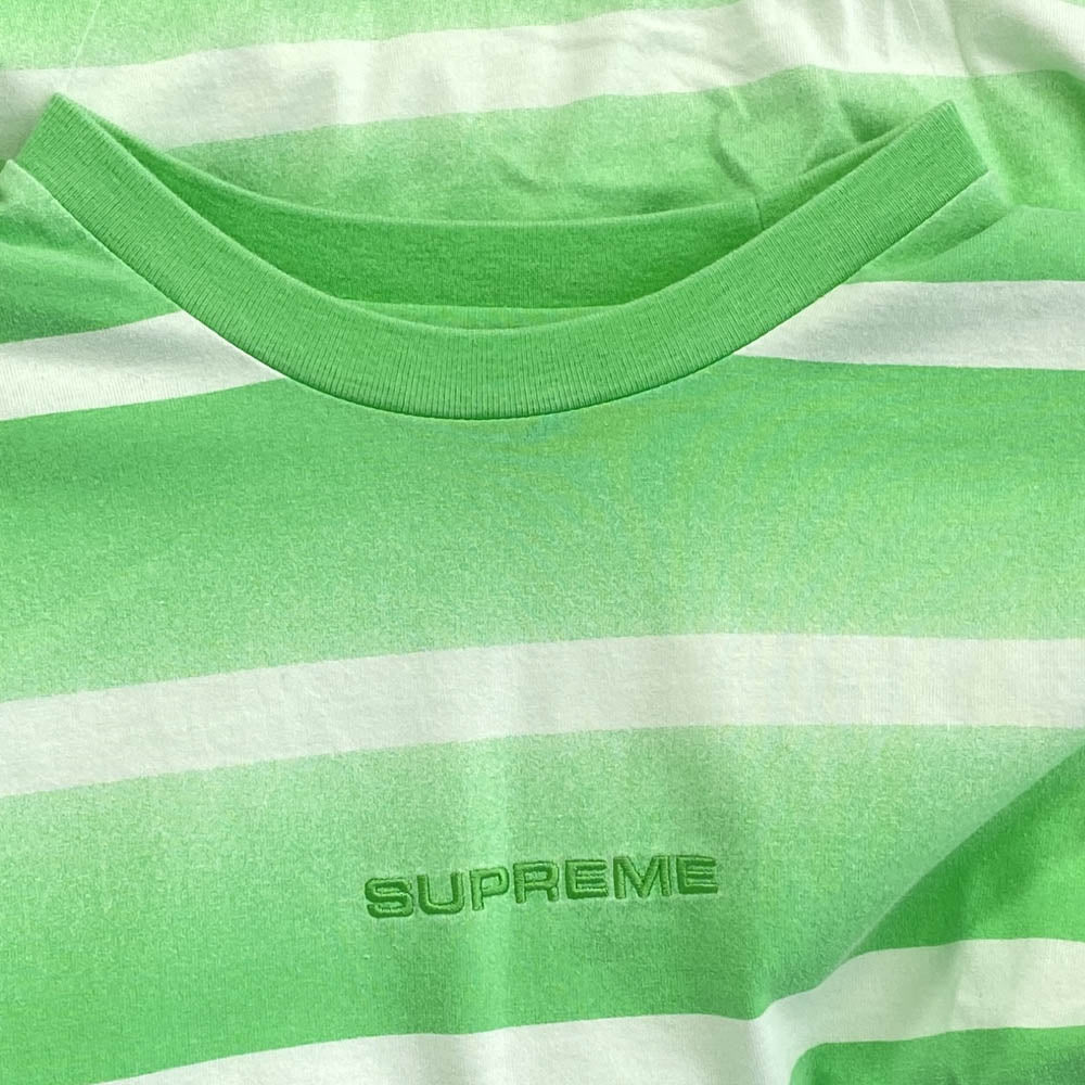Supreme シュプリーム 20SS Fade Stripe L/S Top フェードストライプ 長袖 Tシャツ ライトグリーン系 M【中古】
