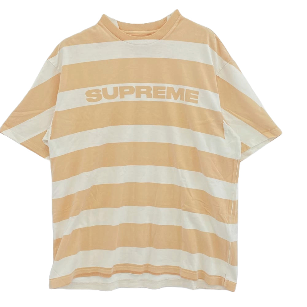 Supreme シュプリーム 21AW Printed Stripe S/S Top プリント ストライプ 半袖 Tシャツ オレンジ系 ホワイト系 L【中古】