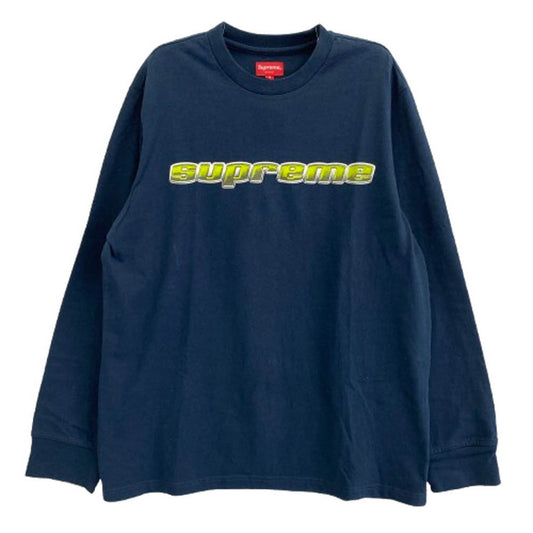 Supreme シュプリーム 19AW Chrome Logo L/S Top クロームロゴ 長袖 Tシャツ ダークネイビー系 M【中古】