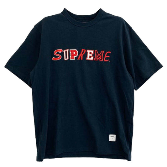 Supreme シュプリーム 20AW College Logo S/S Top カレッジロゴ 刺繍 Tシャツ ブラック系 L【中古】