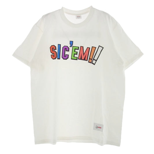 Supreme シュプリーム × WTAPS ダブルタップス 21AW Sic'em! Tee ロゴプリント Tシャツ ホワイト ホワイト系 L【中古】